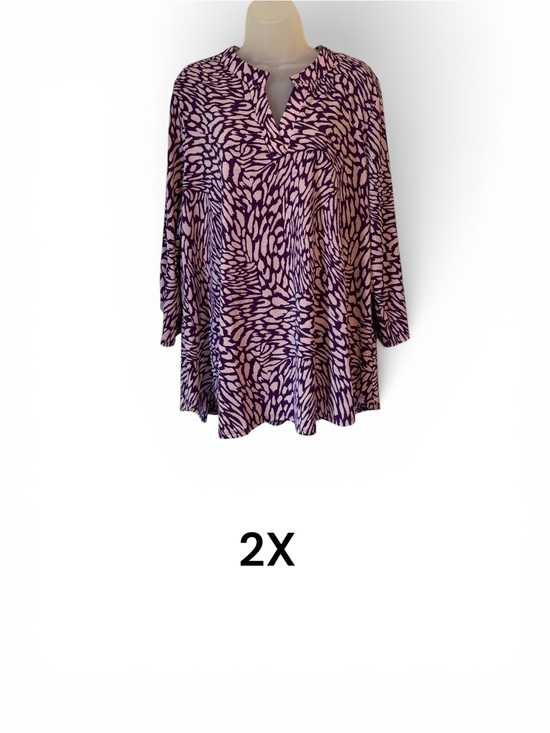 Dear Scarlett Tops - BEAUTIFUL Plus Size V‑Neck Tunic Top in Pink and Purple  2X   #E